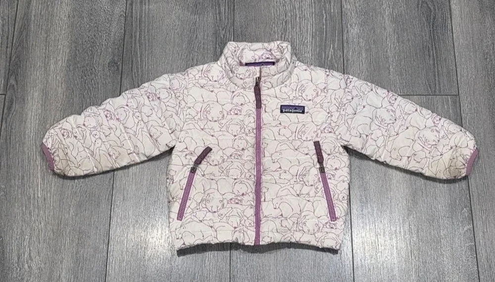 Patagonia Baby Down Sweater 12-18M Sleepy Bears multi Puffer Jacket A008058